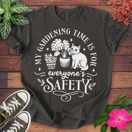 Gardening Safety Cat T-shirt