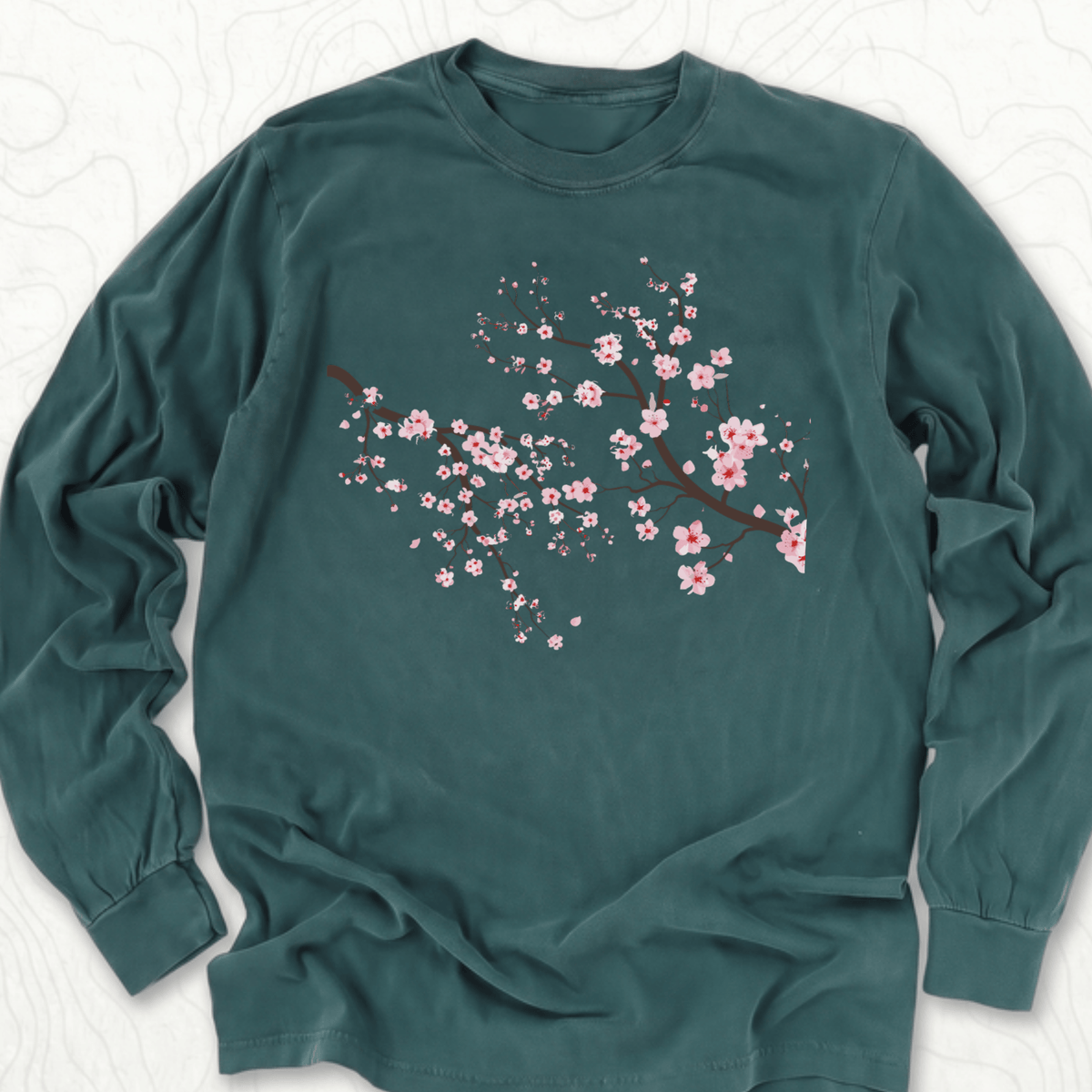 Cherry Blossom LS T-shirt - Blue Spruce