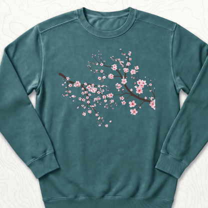 Cherry Blossom Sweatshirt - Blue Spruce