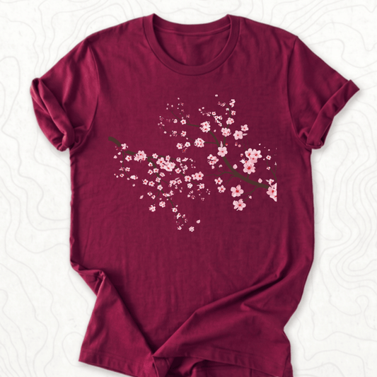 Cherry Blossom Tee - Maroon