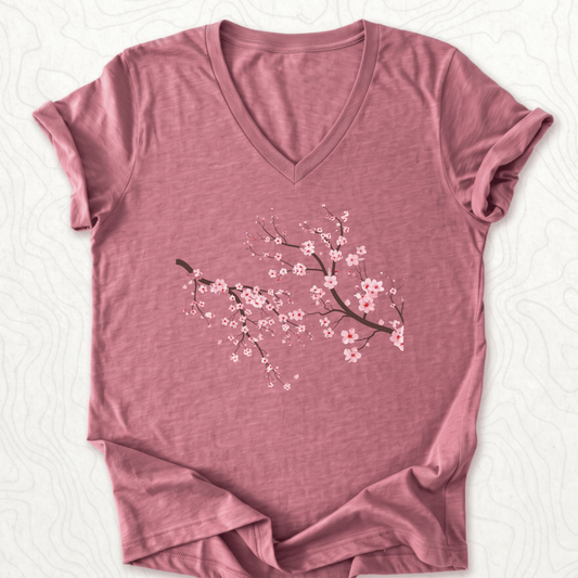Cherry Blossom V-Neck - Heather Mauve
