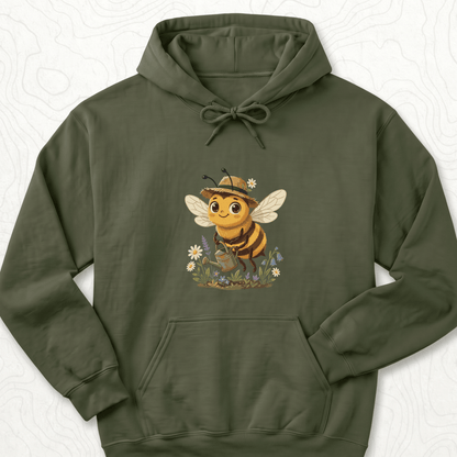 Cute Gardener Bee Hoodie - Military Green