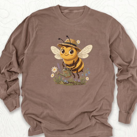 Cute Gardener Bee LS T-shirt - Espresso