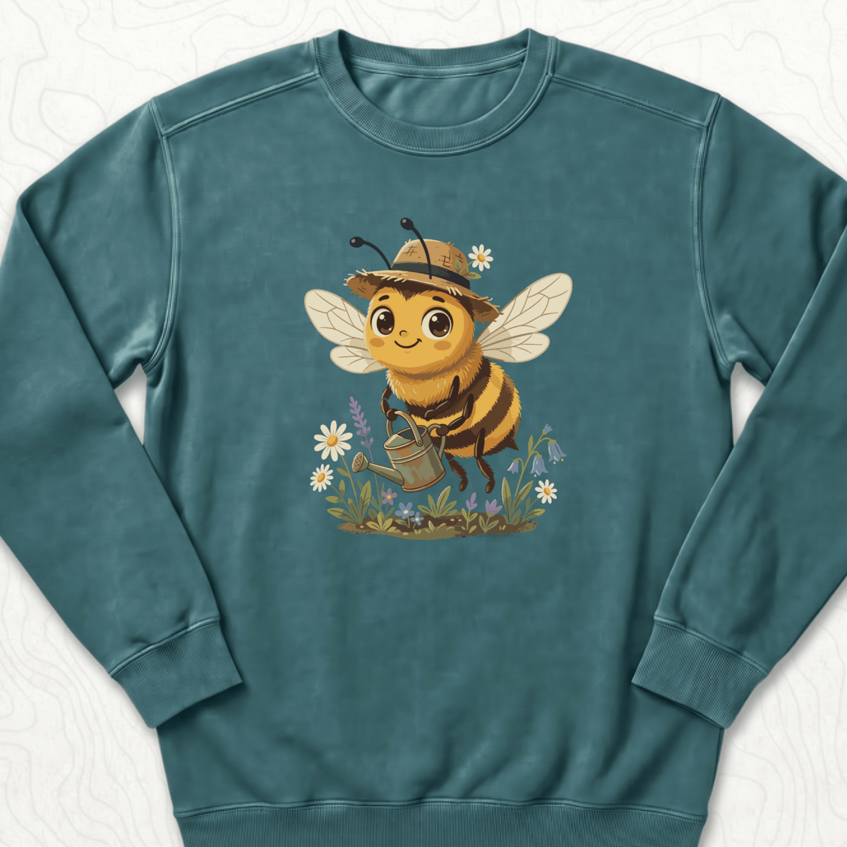 Cute Gardener Bee Sweatshirt - Blue Spruce
