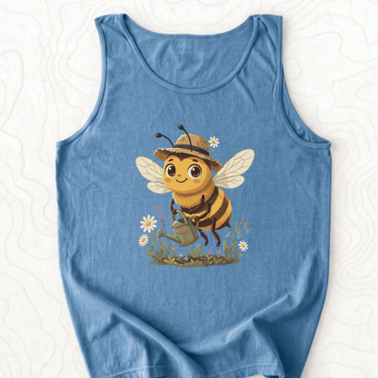Cute Gardener Bee Tank Top - Blue Jean