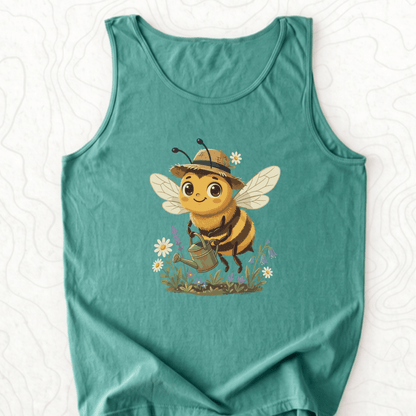Cute Gardener Bee Tank Top - Light Green