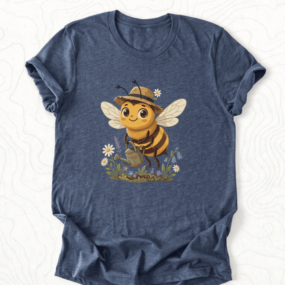 Cute Gardener Bee Tee - Heather Navy