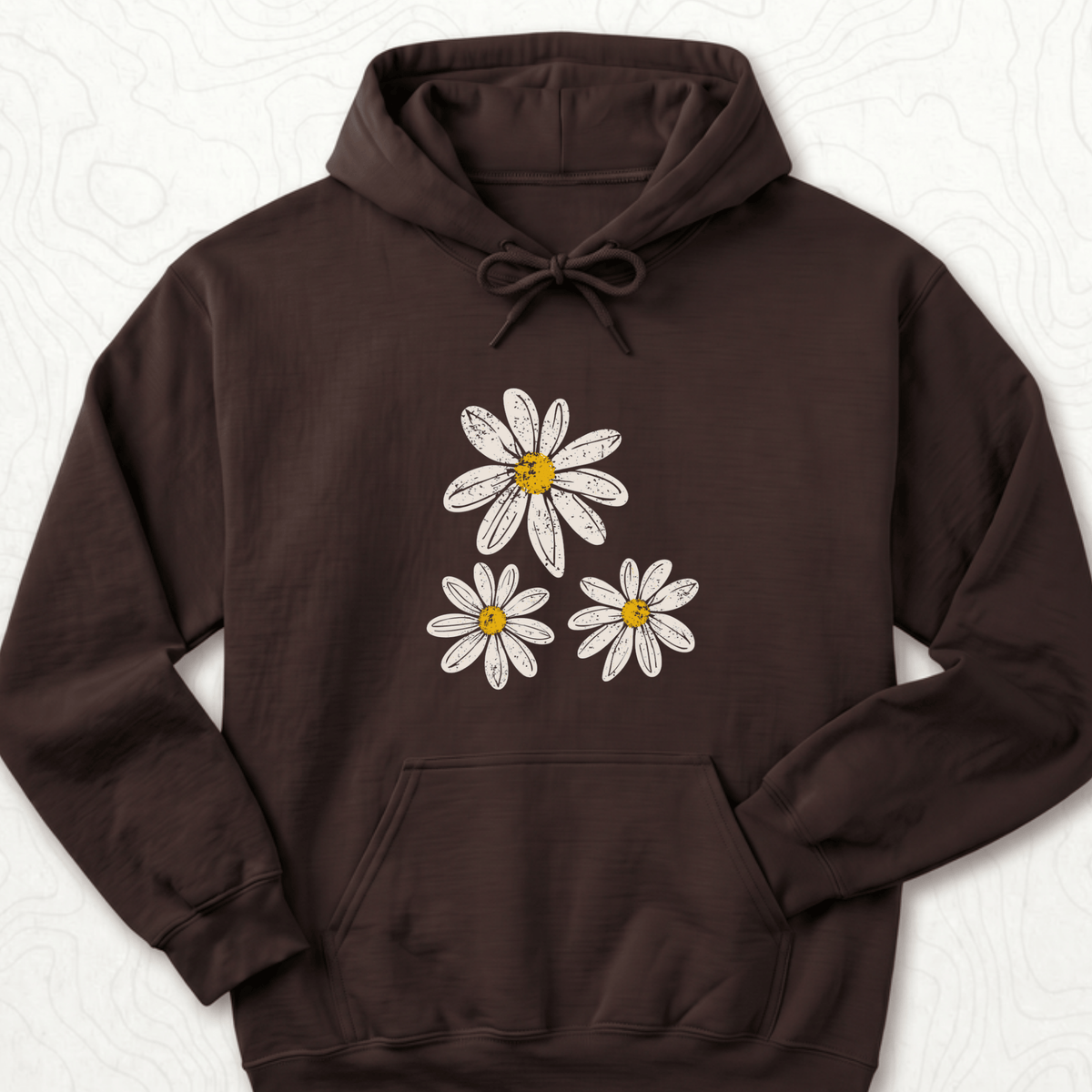 Daisy Flowers Hoodie - Dark Chocolate