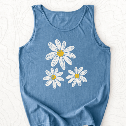 Daisy Flowers Tank Top - Blue Jean
