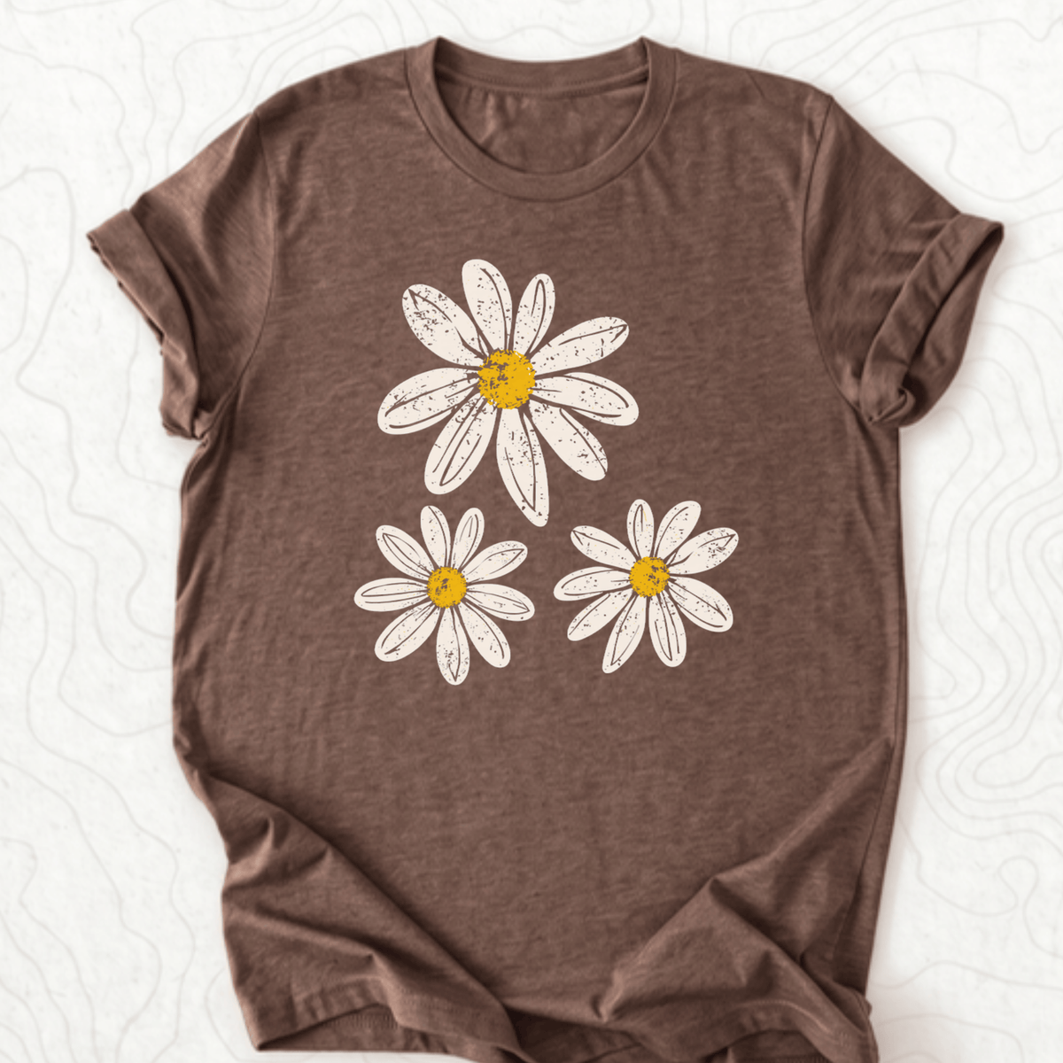Daisy Flowers Tee - Heather Brown