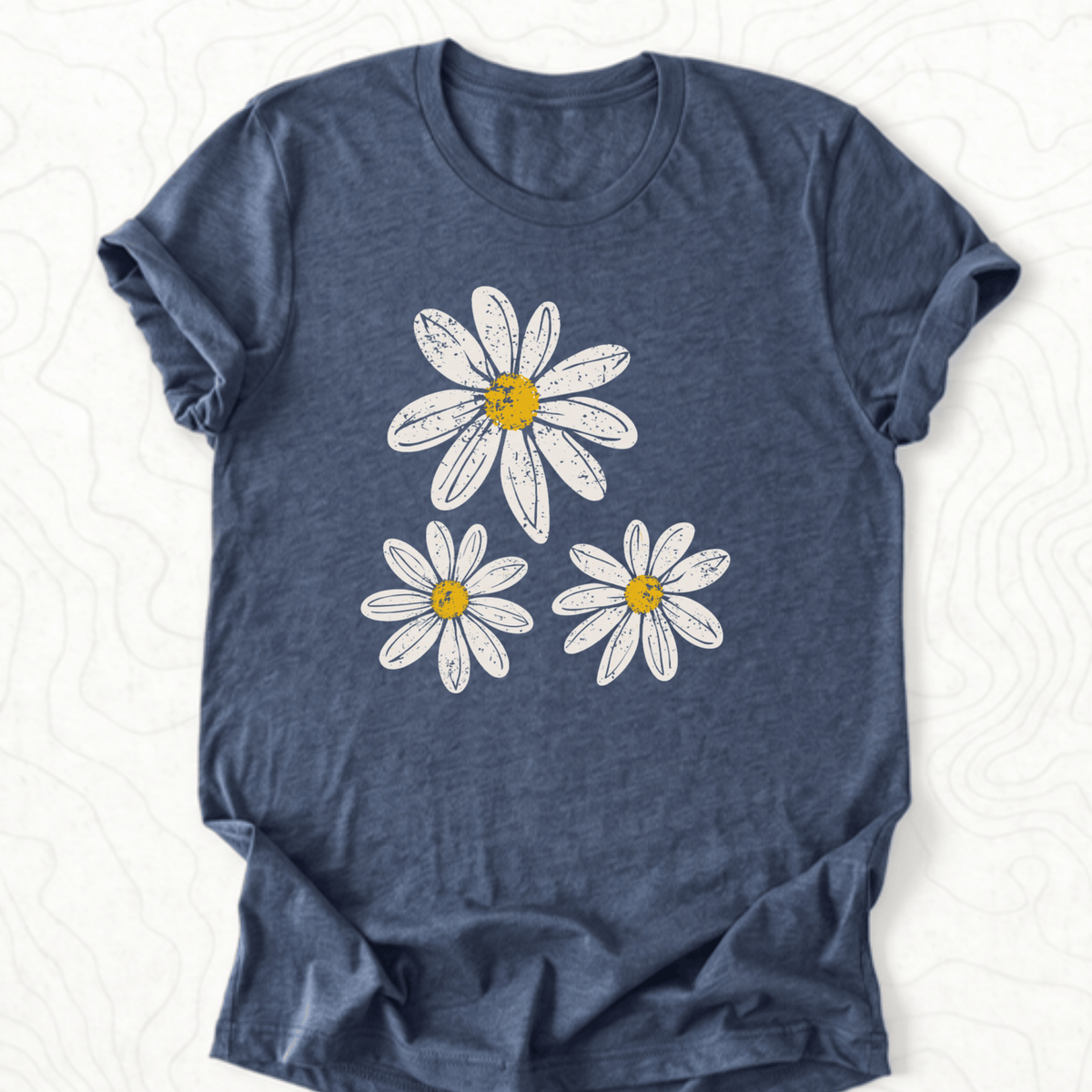 Daisy Flowers Tee - Heather Navy