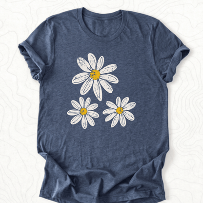 Daisy Flowers Tee - Heather Navy