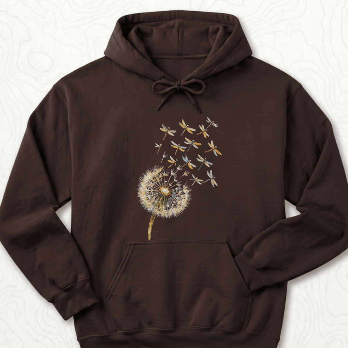 Dandelion Dragonflies Hoodie - Dark Chocolate