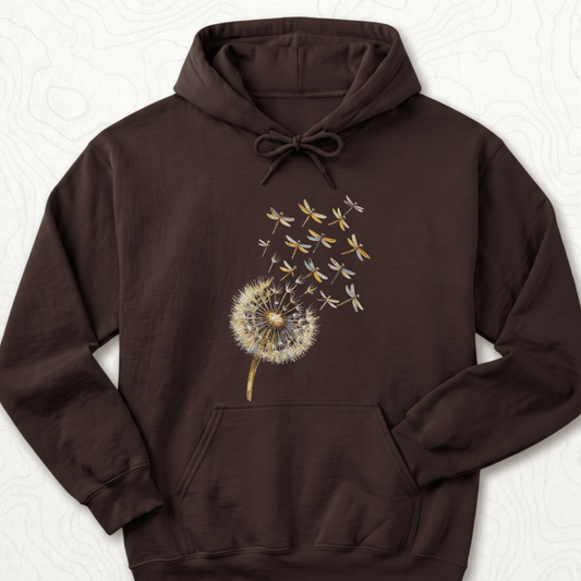 Dandelion Dragonflies Hoodie - Dark Chocolate