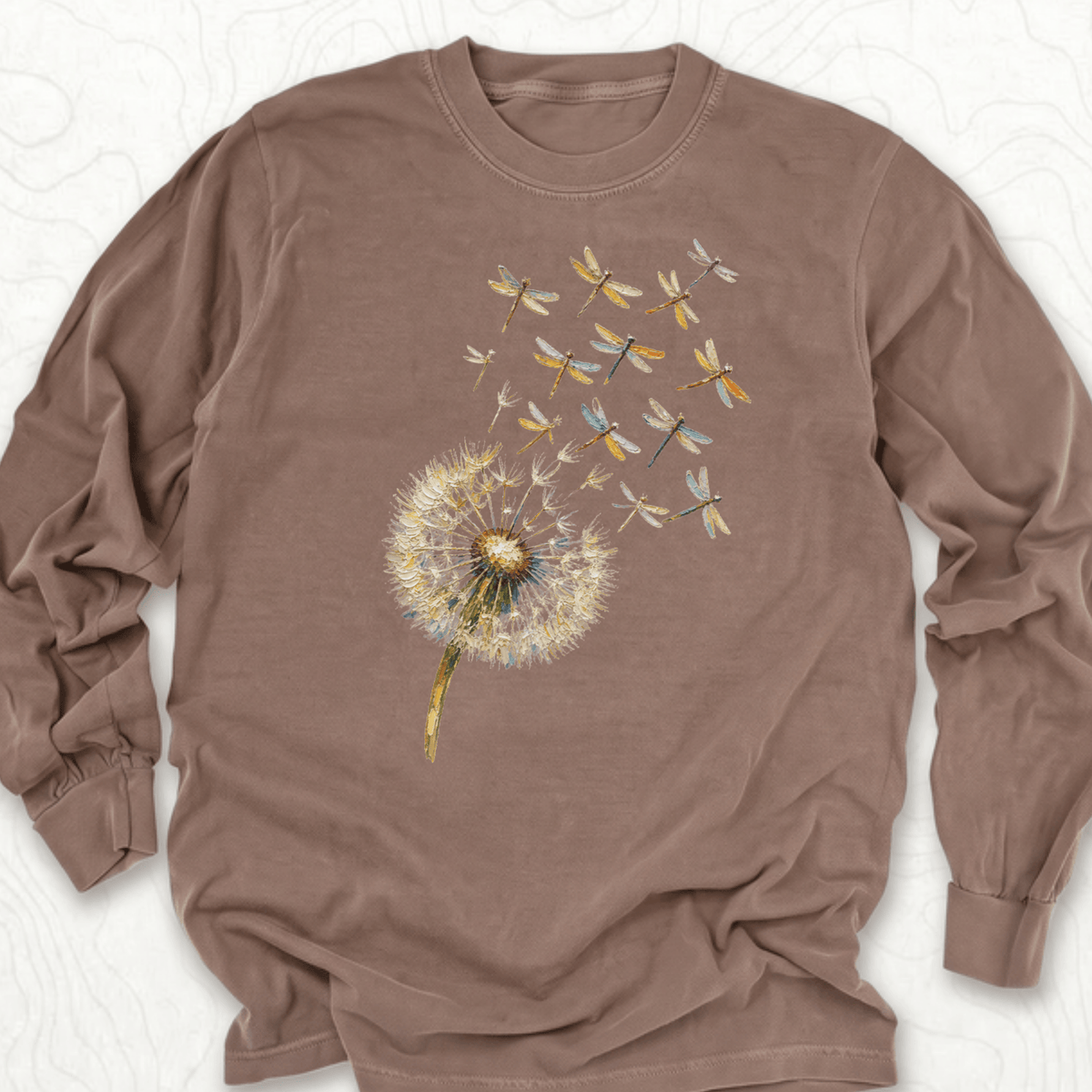 Dandelion Dragonflies LS T-shirt - Espresso