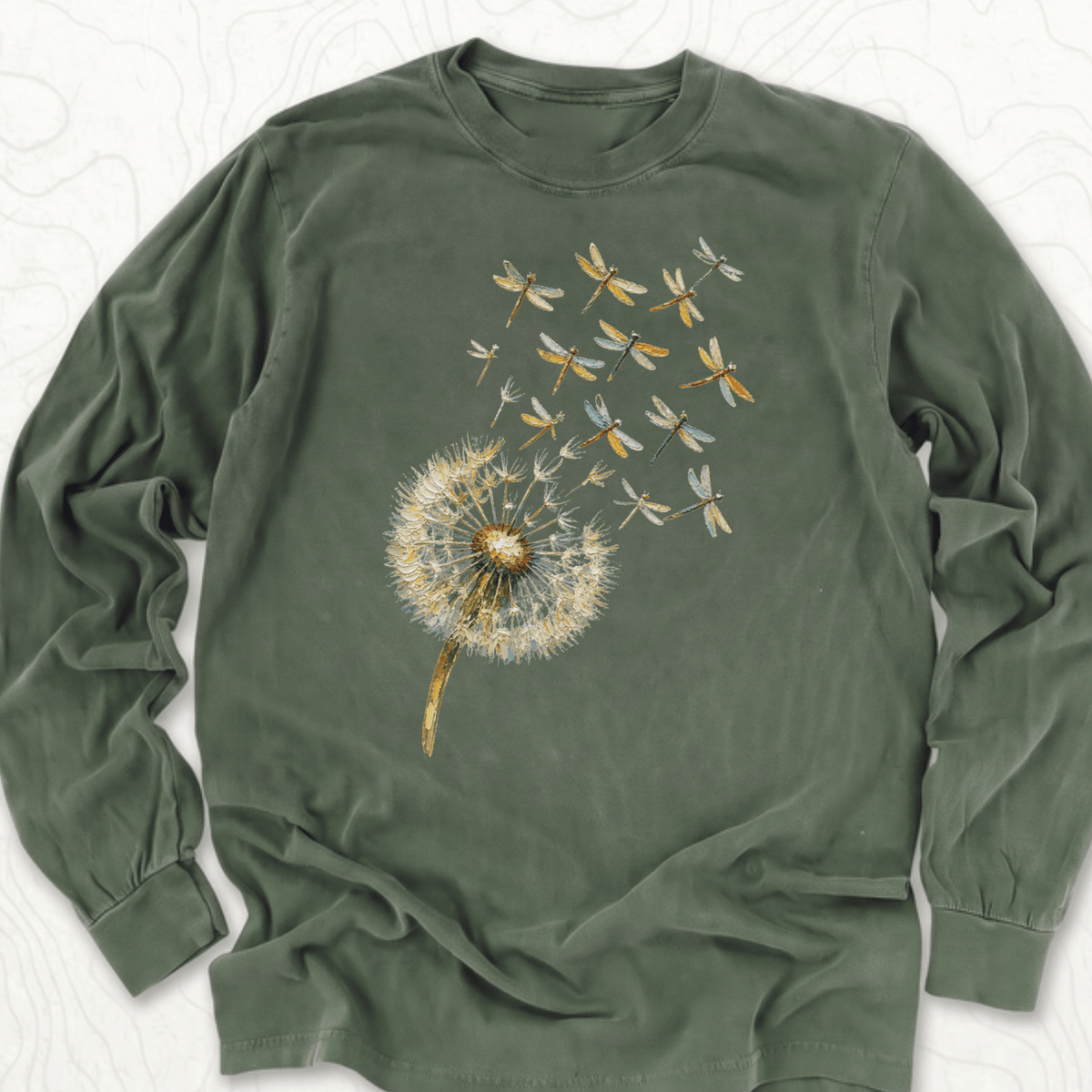 Dandelion Dragonflies LS T-shirt - Hemp