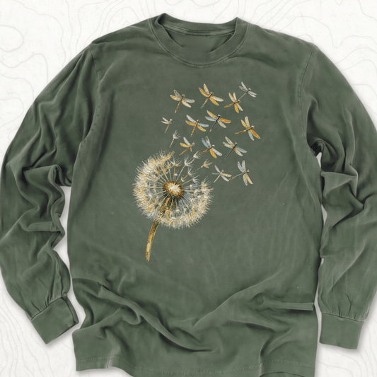 Dandelion Dragonflies LS T-shirt - Hemp