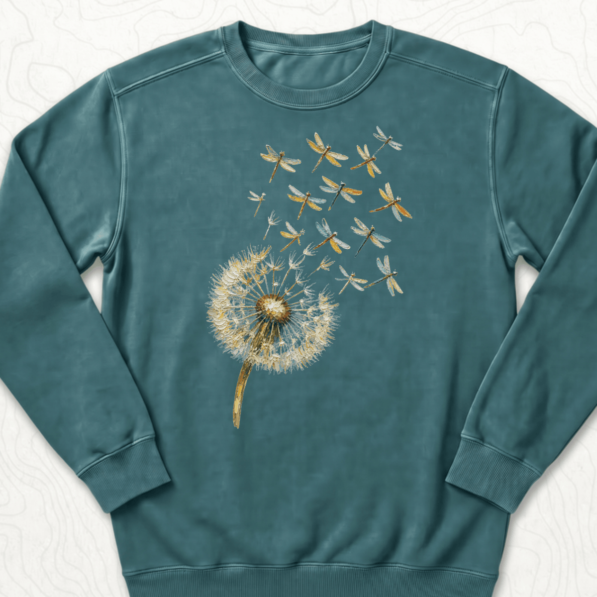Dandelion Dragonflies Sweatshirt - Blue Spruce