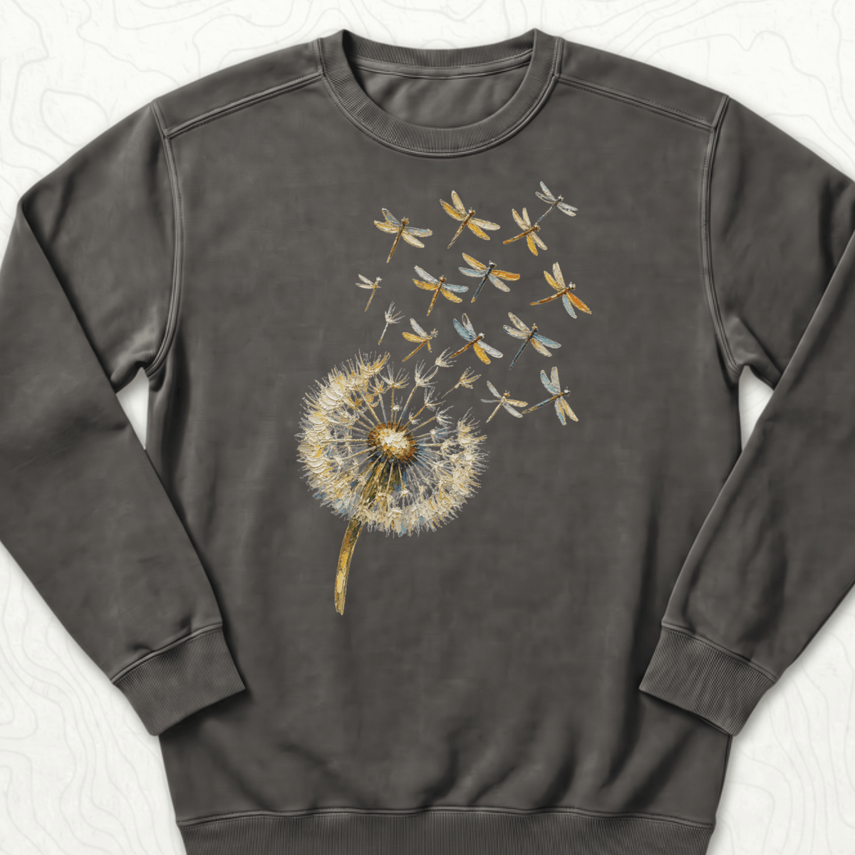Dandelion Dragonflies Sweatshirt - Pepper