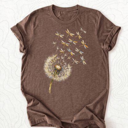Dandelion Dragonflies Tee - Heather Brown