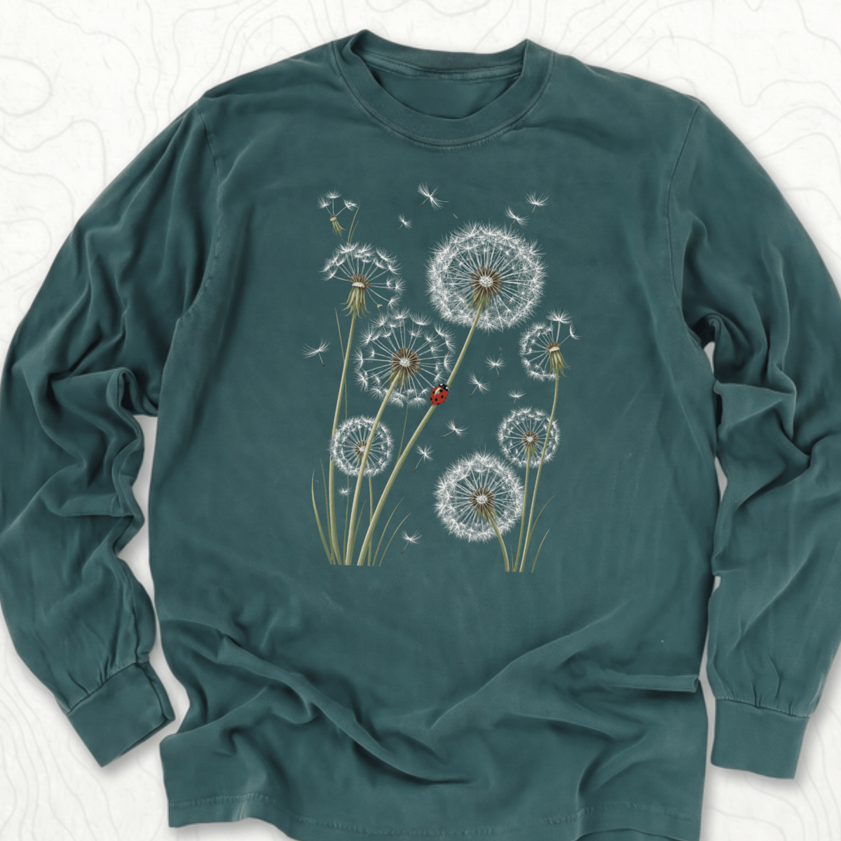 Dandelion Ladybug LS T-shirt - Blue Spruce