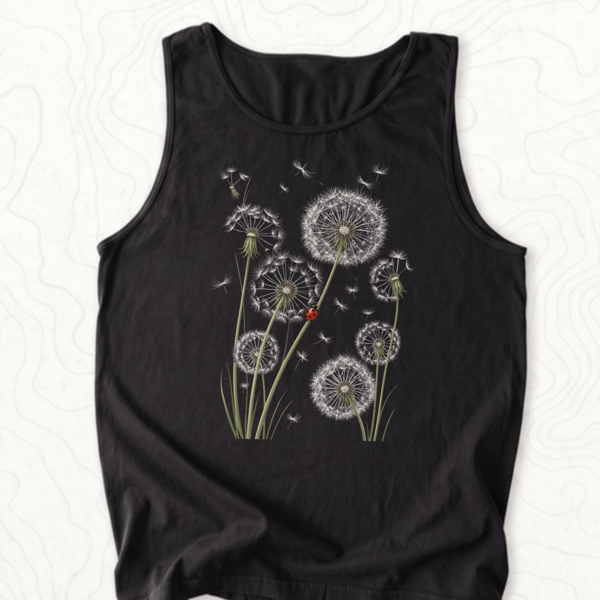 Dandelion Ladybug Tank Top - Black