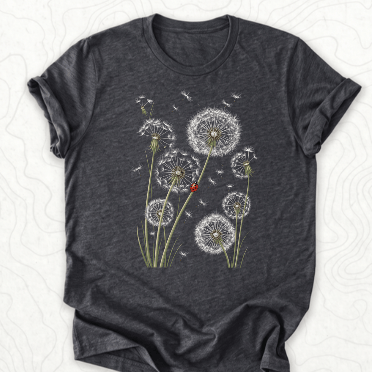 Dandelion Ladybug Tee - Dark Grey Heather