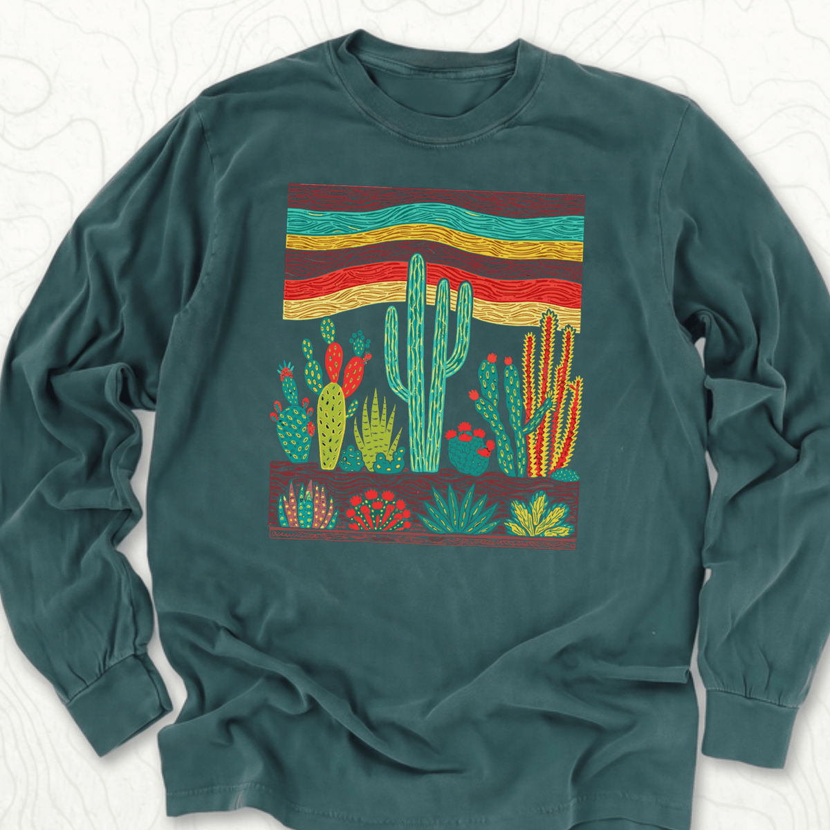 Desert Cactus LS T-shirt - Blue Spruce
