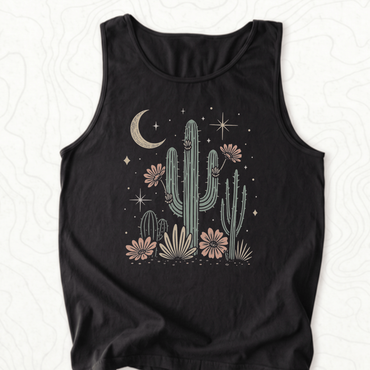 Desert Cactus Tank Top - Black