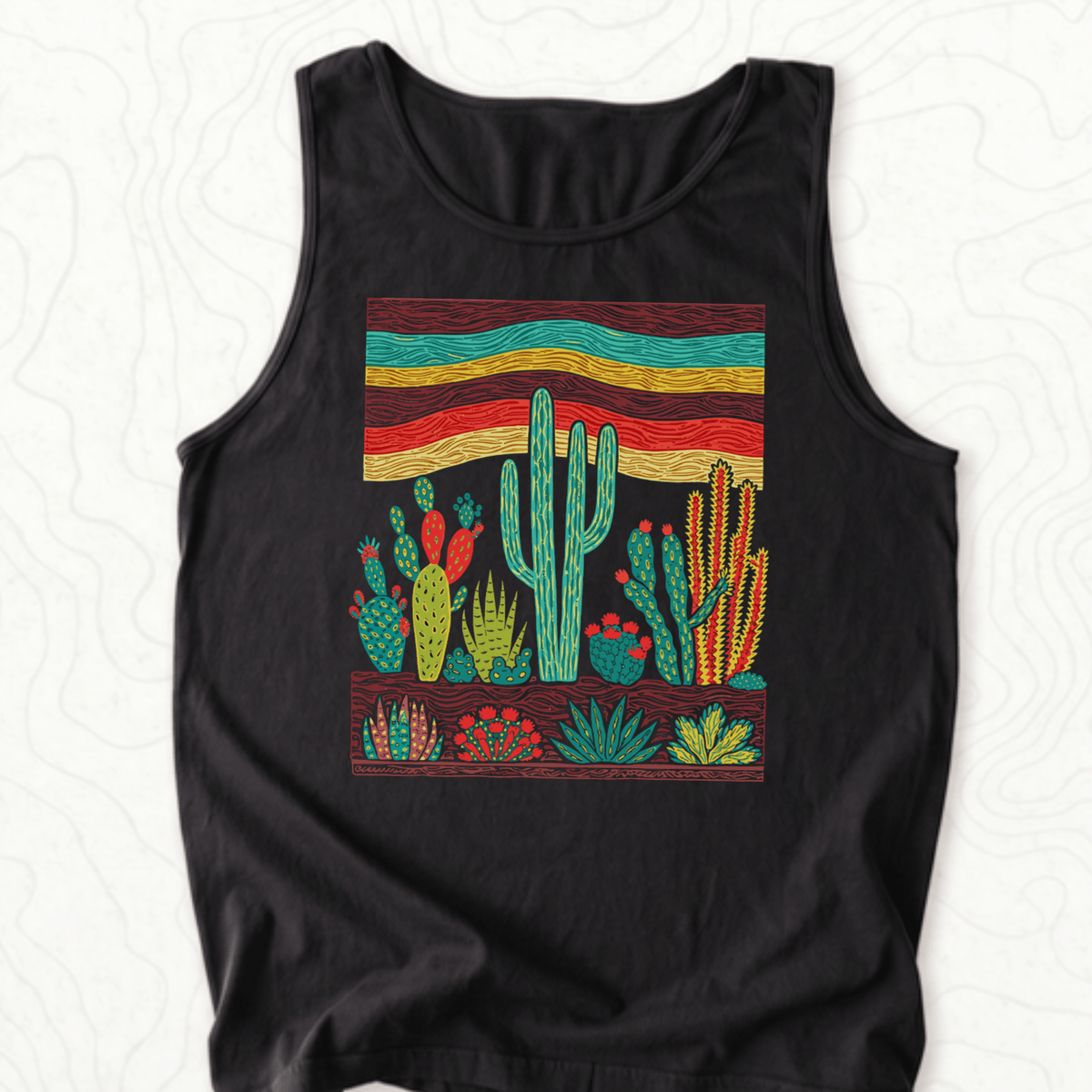 Desert Cactus Tank Top - Black