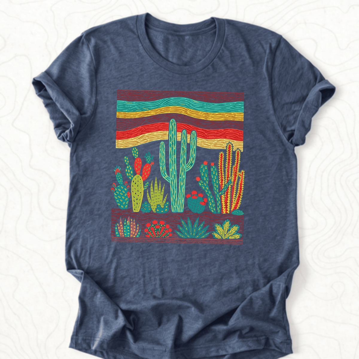 Desert Cactus Tee - Heather Navy
