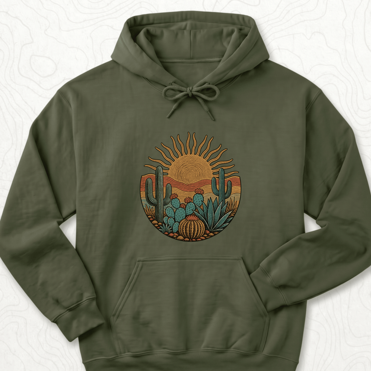 Desert Sunset Hoodie - Military Green
