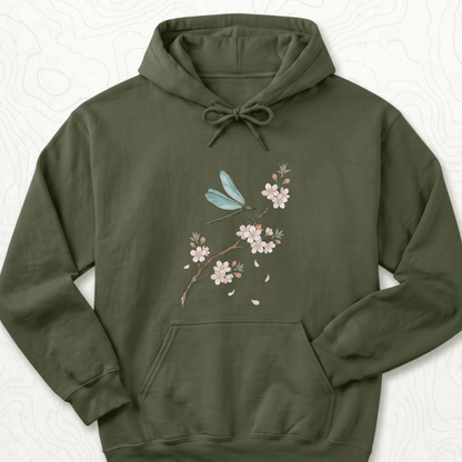 Dragonfly Blossom Hoodie - Military Green