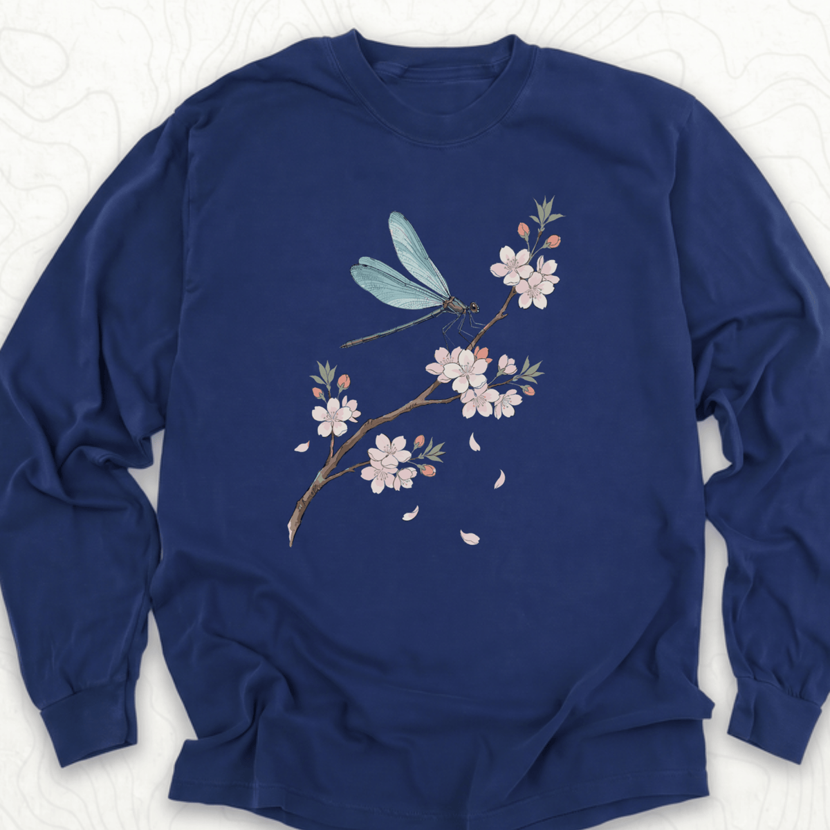 Dragonfly Blossom LS T-shirt - True Navy