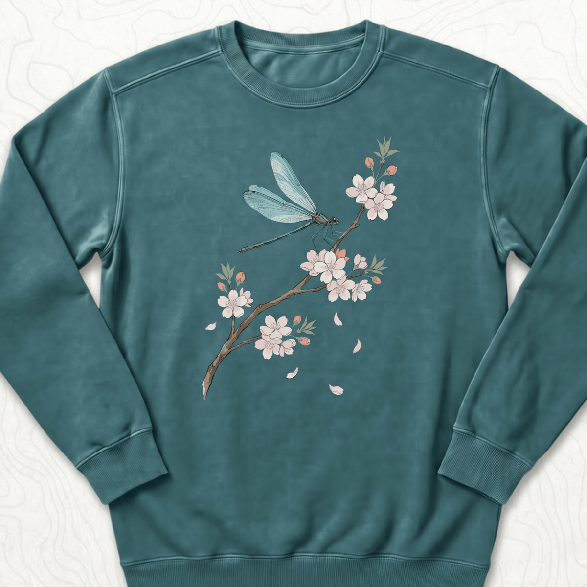 Dragonfly Blossom Sweatshirt - Blue Spruce