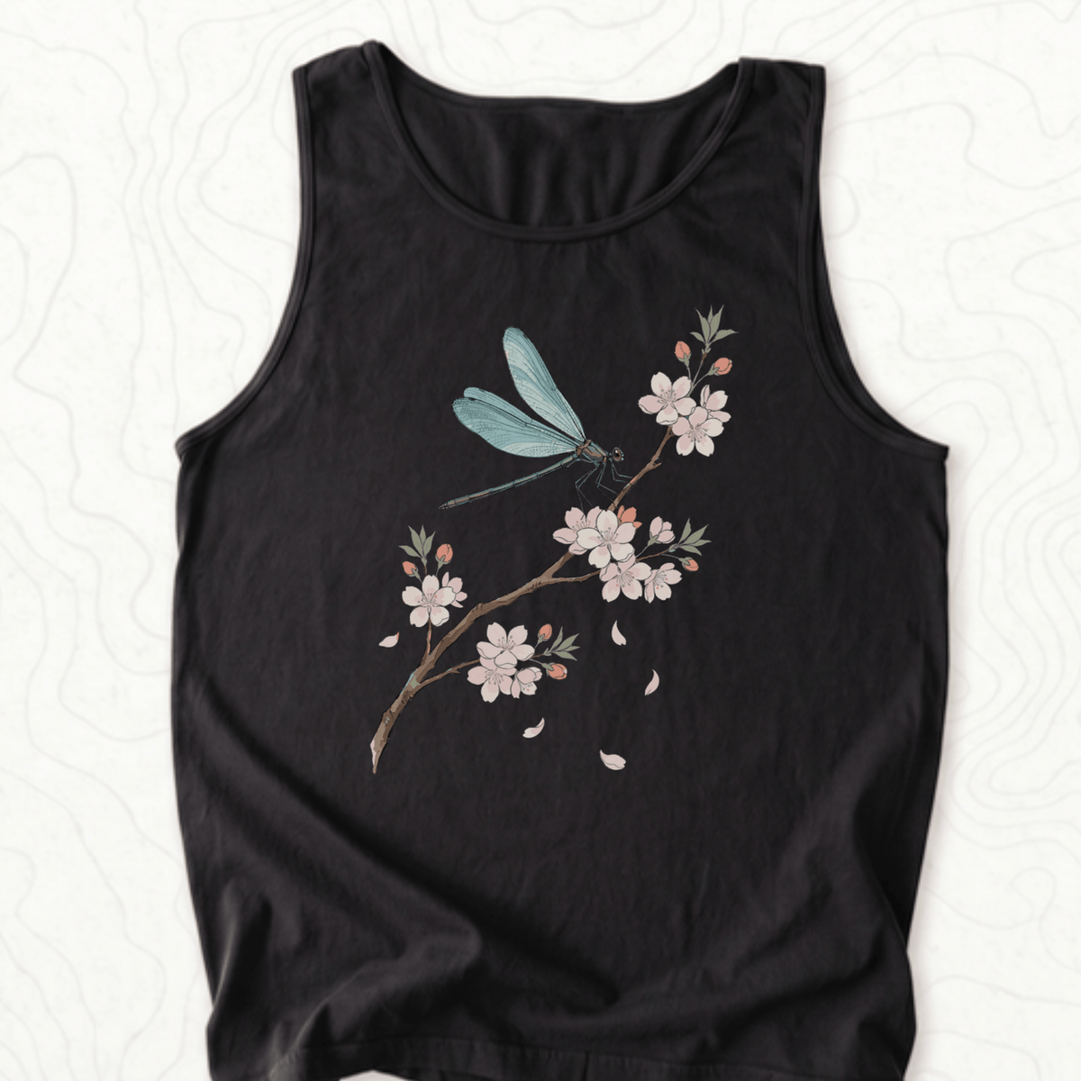Dragonfly Blossom Tank Top - Black