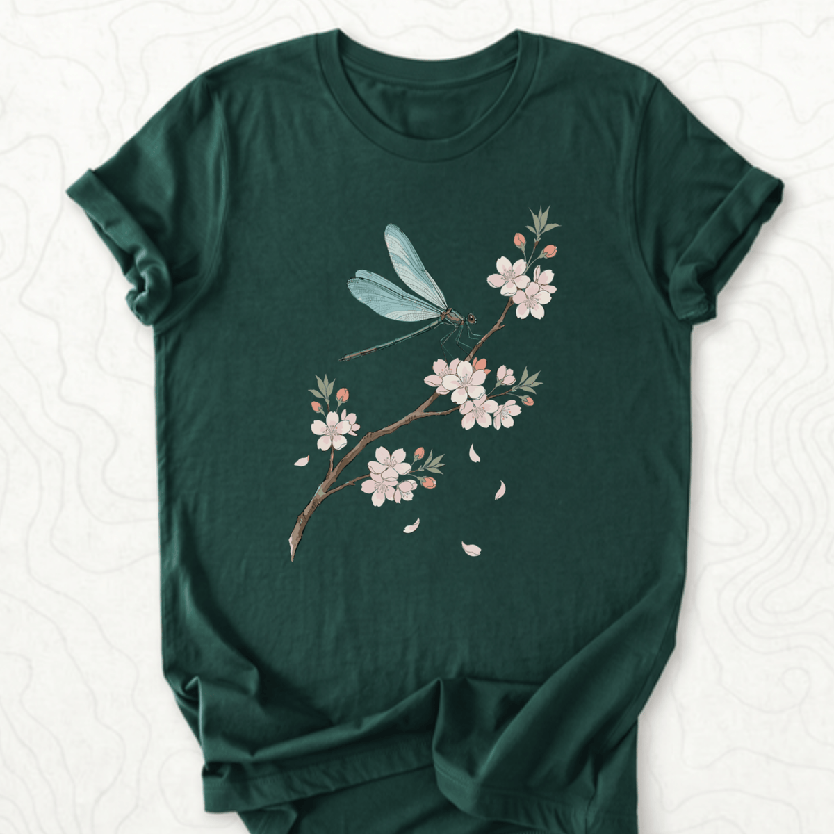 Dragonfly Blossom Tee - Forest