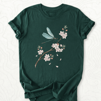 Dragonfly Blossom Tee - Forest