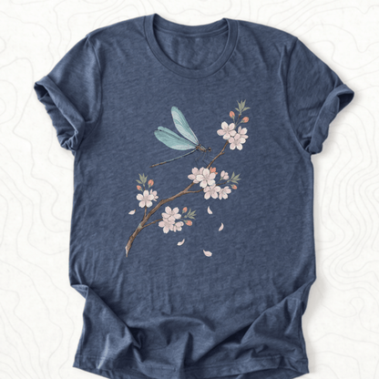 Dragonfly Blossom Tee - Heather Navy