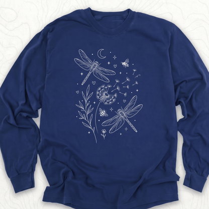 Dragonfly Dandelion LS T-shirt - True Navy