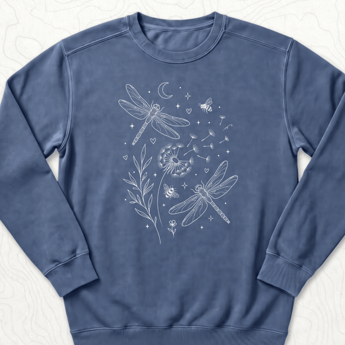 Dragonfly Dandelion Sweatshirt - Denim