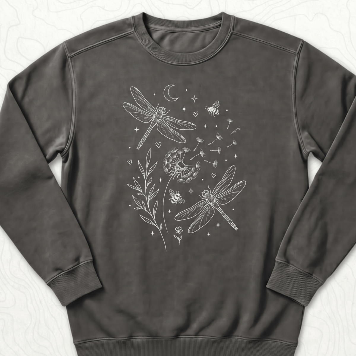 Dragonfly Dandelion Sweatshirt - Pepper