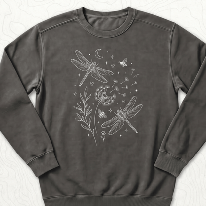 Dragonfly Dandelion Sweatshirt - Pepper