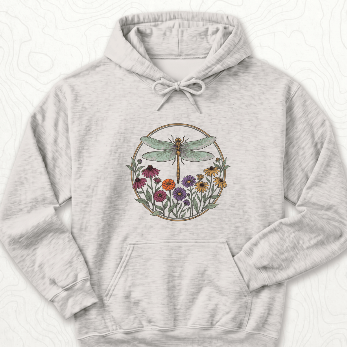 Dragonfly Wildflowers Hoodie - Ash