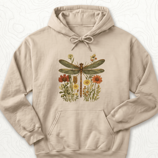 Dragonfly Wildflowers Hoodie - Sand