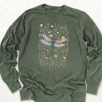 Dragonfly Wildflowers LS T-shirt - Hemp