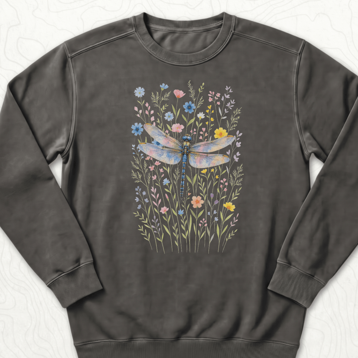 Dragonfly Wildflowers Sweatshirt - Pepper