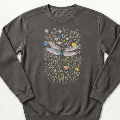 Dragonfly Wildflowers Sweatshirt - Pepper