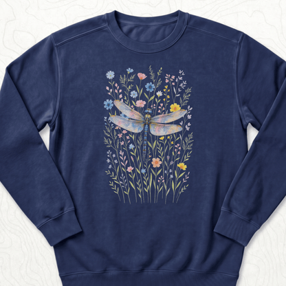 Dragonfly Wildflowers Sweatshirt - True Navy