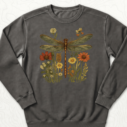 Dragonfly Wildflowers Sweatshirt - Pepper